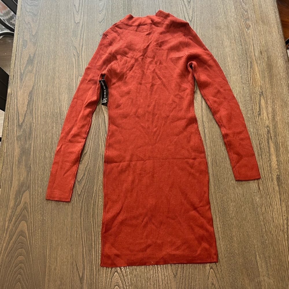 NWT Derek Heart Rust Red Long Sleeve Bodycon Dress Size L - Picture 6 of 9